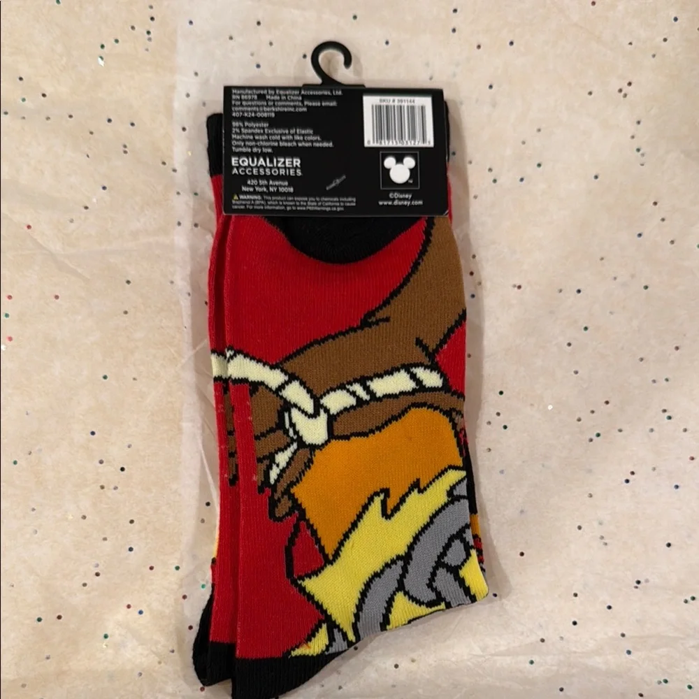Disney Muppet Babies Animal Red and Black Crew Socks - Picture 2 of 2
